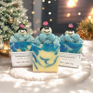 snowman, handmade soap, winter soap, stocking stuffer, decorative soap