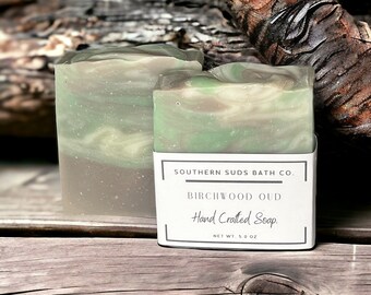 Birchwood Oud handcrafted soap, masculine scented soap, gift soap,