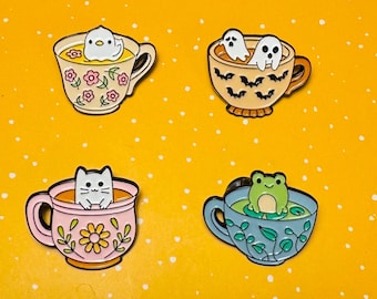 Funny animal coffee cup  Enamel Pin -Funny money  design Punky Pins｜pin badge｜special gift for anniversary
