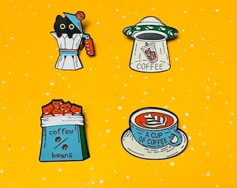 Cappuccino moka coffee cat  Enamel Pin - Punky Pins｜pin badge｜badges Funny pins, Cute Pins in the UK｜icon design｜weeding gift