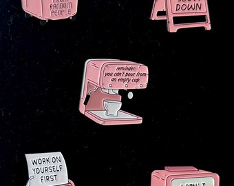 Funny Pink Enamel Pin Set – Punky Pins, Sarcastic Badges