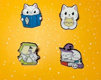 Cute cat crazy study and work vintage Enamel Pin - Punky Pins｜pin badge｜badges Funny pins, Cute Pins in the UK