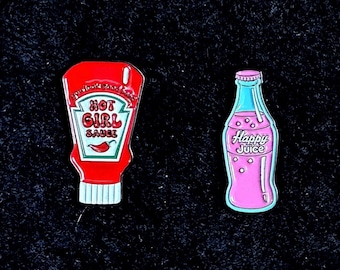 ketchup and soda Enamel Pin - Punky Pins｜pin badge｜badges Funny pins, Cute Pins in the UK｜icon design｜weeding gift