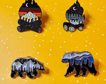 Camping outdoors hiking natural style vintage Enamel Pin - Punky Pins｜pin badge｜special gift for anniversary