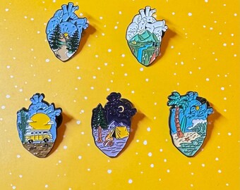funny heart camping daily vintage Enamel Pin - Punky Pins｜pin badge｜badges Funny pins, Cute Pins in the UK