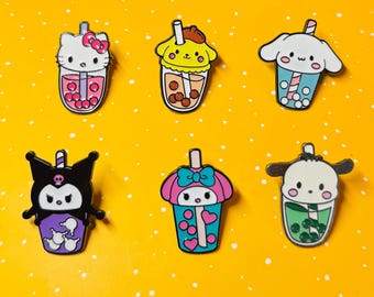 Cute bubbles milk tea Enamel Pin - Punky Pins｜pin badge｜badges Funny pins, Cute Pins in the UK