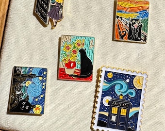 oil painting star cat  Enamel Pin - Punky Pins｜pin badge｜badges Funny pins, Cute Pins in the UK
