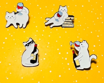 Cute cat love drink daily vintage Enamel Pin - Punky Pins｜pin badge｜badges Funny pins, Cute Pins in the UK