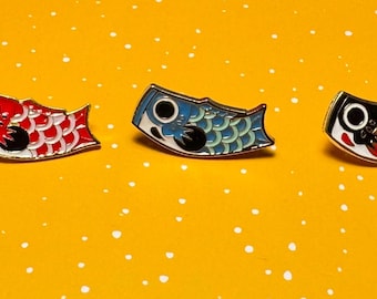 Japan style 3 color fish vintage Enamel Pin - Punky Pins｜pin badge｜badges Funny pins, Cute Pins in the UK
