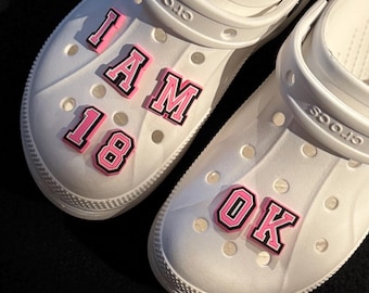 Pink alphabet  and number Shoe Charms｜pretty high quality Letters can be combined in any words  – Elegant & Vintage charm for gift
