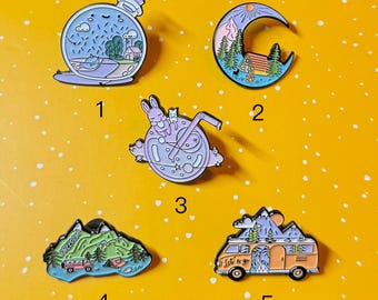 Camping outdoors hiking natural style vintage Enamel Pin - Punky Pins｜pin badge｜special gift for anniversary