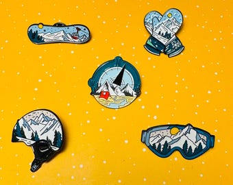 Gift for Skiing Ski Snowboard fan vintage Enamel Pin - Punky Pins｜pin badge｜special gift for anniversary