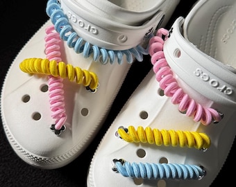Fashion colorful spring stretchy Shoe Charms｜pretty pink yellow blue design– Elegant & Vintage charm for gift