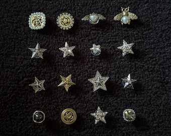 Vintage Star and Pearl Button shoes charm Set – Gold & Silver Decorative Charms for DIY｜Mixed Design Set for charm chain