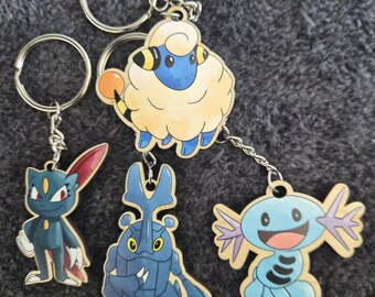 Gen 2 Printed Pokemon Wooden Keychains