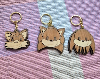 3D Wooden Sonic Keychains