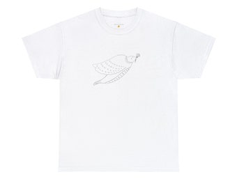 Dove Unisex Heavy Cotton T Shirt | Bird, Flowers, Minimalist, Chic, Bohemian, Retro, Vintage, Cute