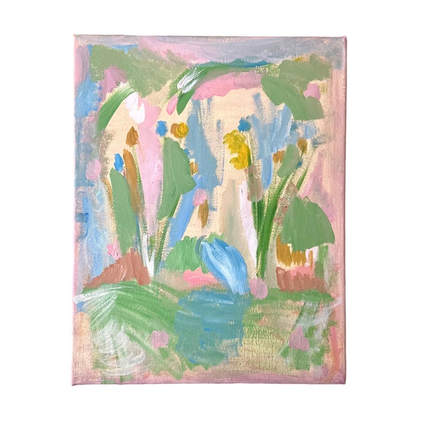 Monet's Garden Original Acrylic Painting | abstract, expressionism, modern, color field, pastel colors, nature, meadow, flowers