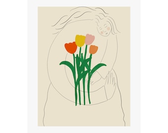 Floral Goddess Fine Art Giclee Print | Playful, Colorful, Modern, Eclectic, Trendy, Maximalist, Minimalist, Bohemian, Nature, Matisse,