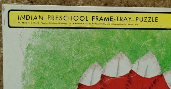 Frame Tray Puzzle for Children Vintage 1967 Whitman Indian Puzzle
