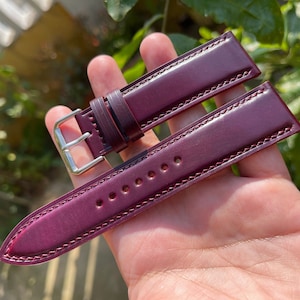 Ultra Violet Horween Shell Cordovan Leather Watch Strap with Quick Release