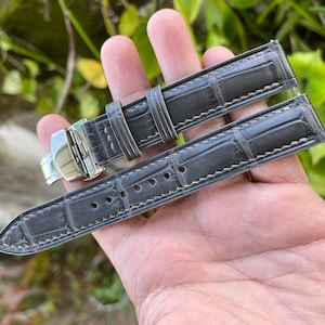 Graphite exotic leather watch strap, all sizes with quick release spring bars