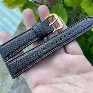 Horween Hatch Grain Leather Watch Strap - Bull Rush Color, Quick Release