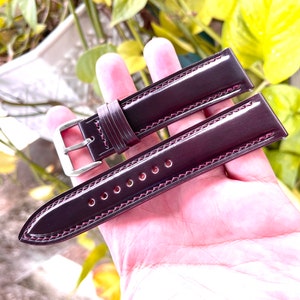 Color 8 Horween shell cordovan leather watch strap in all sizes with quick release spring bars