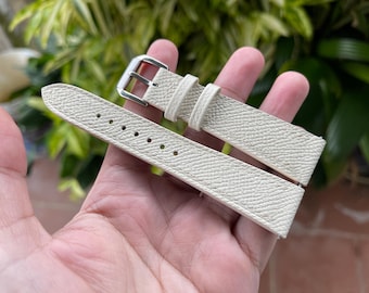 Ivory Embossed Calfskin Watch Strap