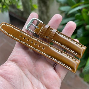 Brown Shell Cordovan Watch Strap with Quick Release Spring Bars