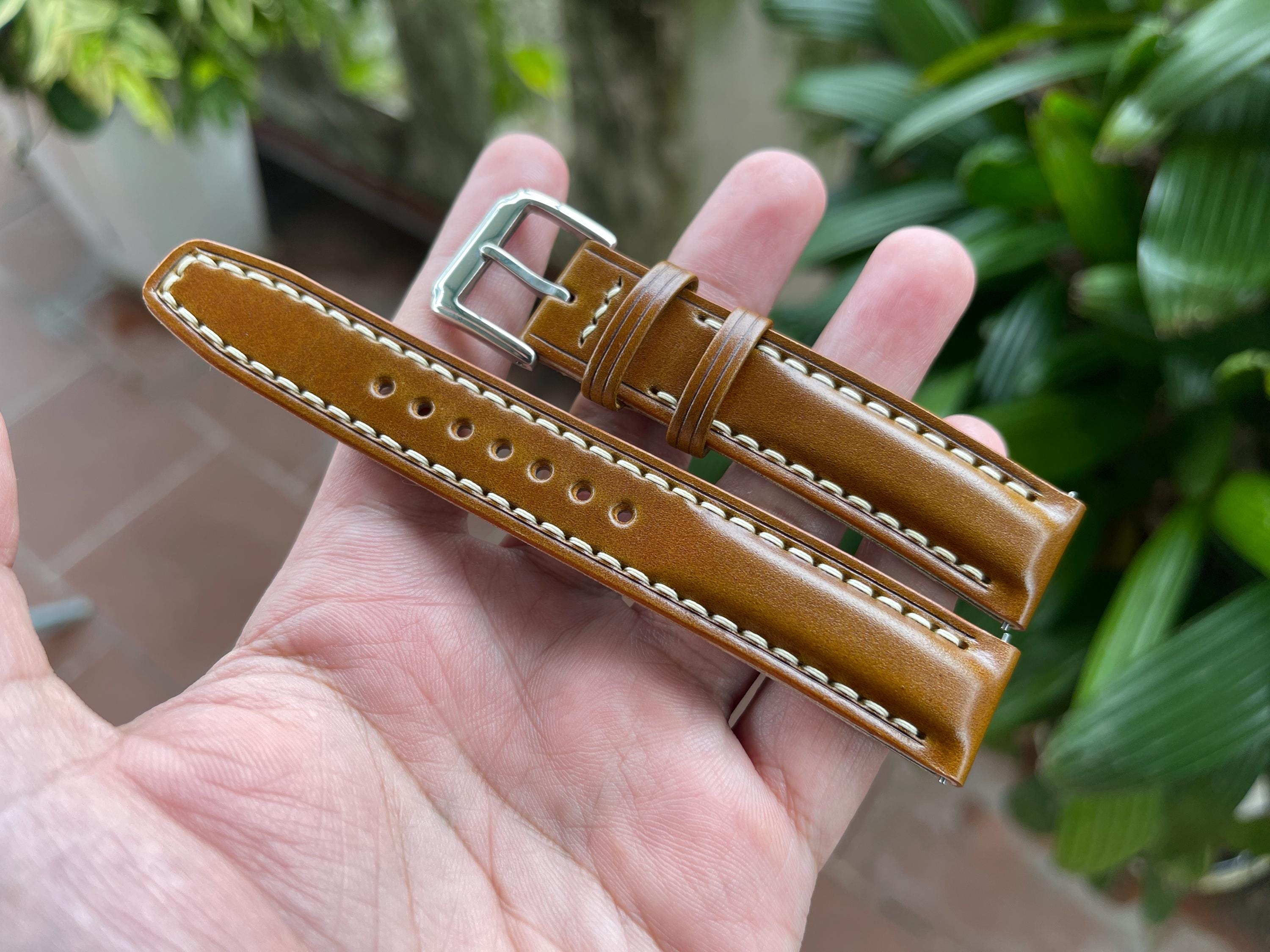 Bracelet De Montre Cuir Lisse Marron Clair à Dégagement Rapide - Watchband Berlin Neuf
