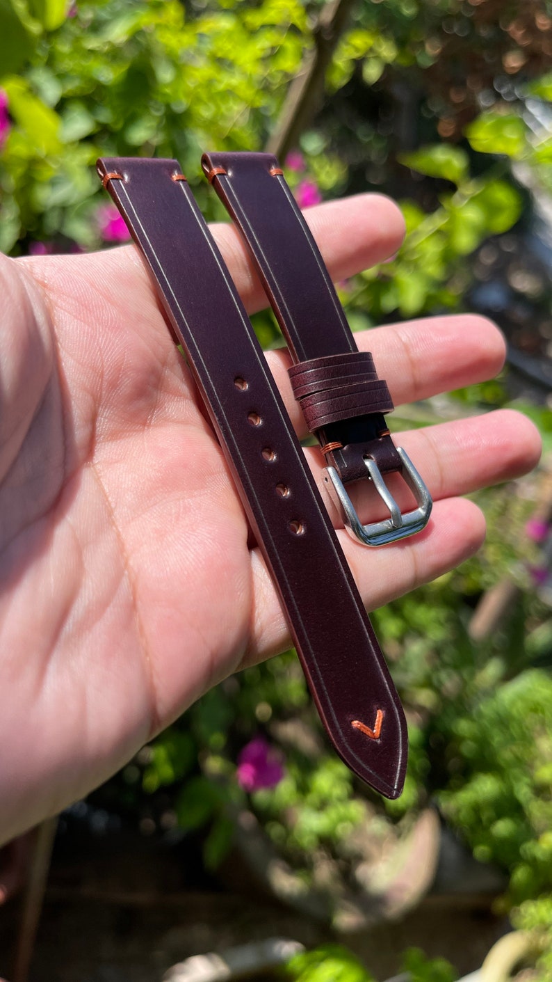 Shell Cordovan Vintage Leather Watch Strap in Multiple Colors Etsy