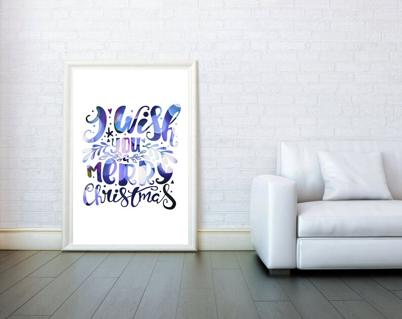 Holiday Decor Poster Christmas Wall Art I Wish You A Merry Christmas Print