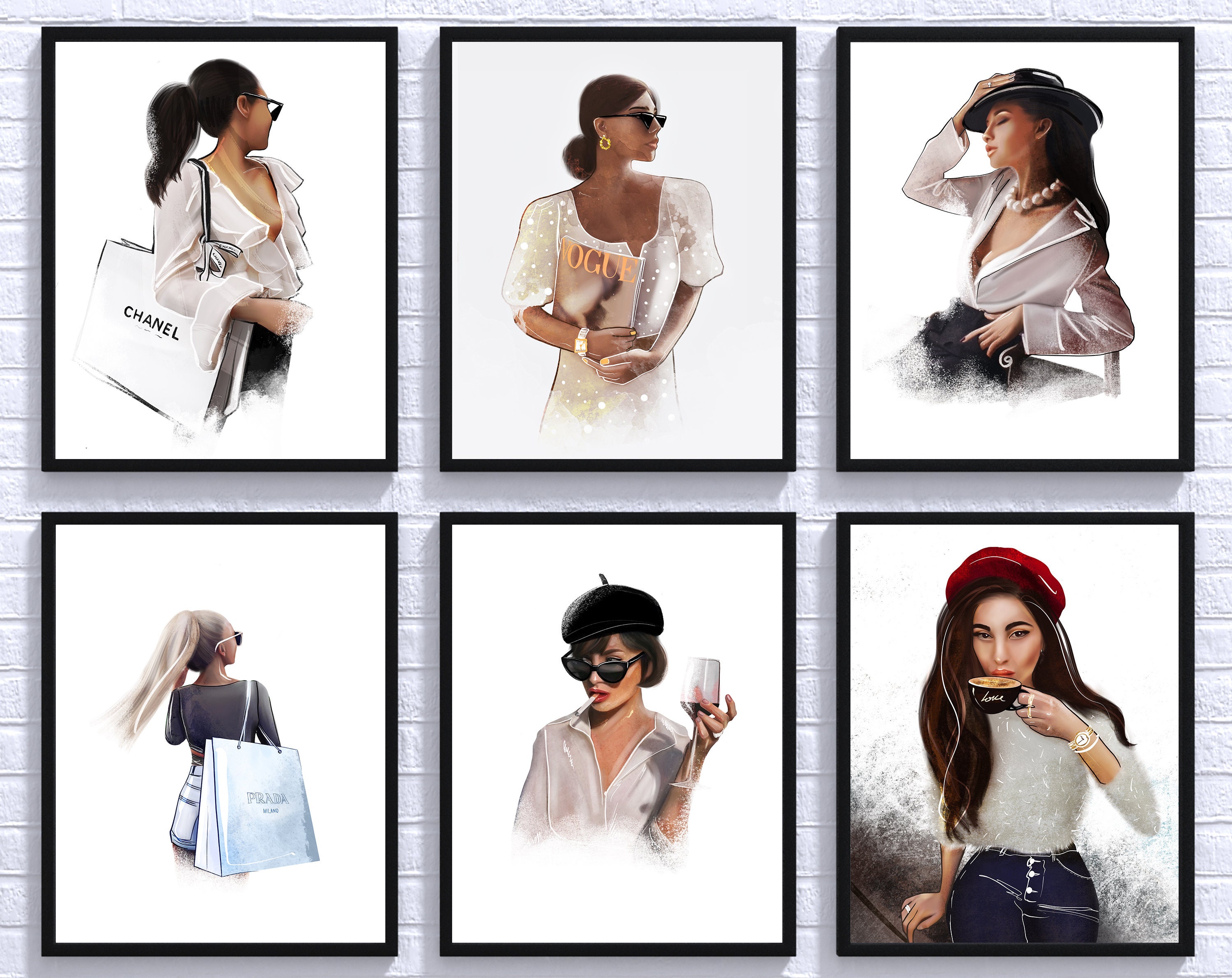 Fashion Wall Art Decor Girly Posters Fashion Illustration Etsy