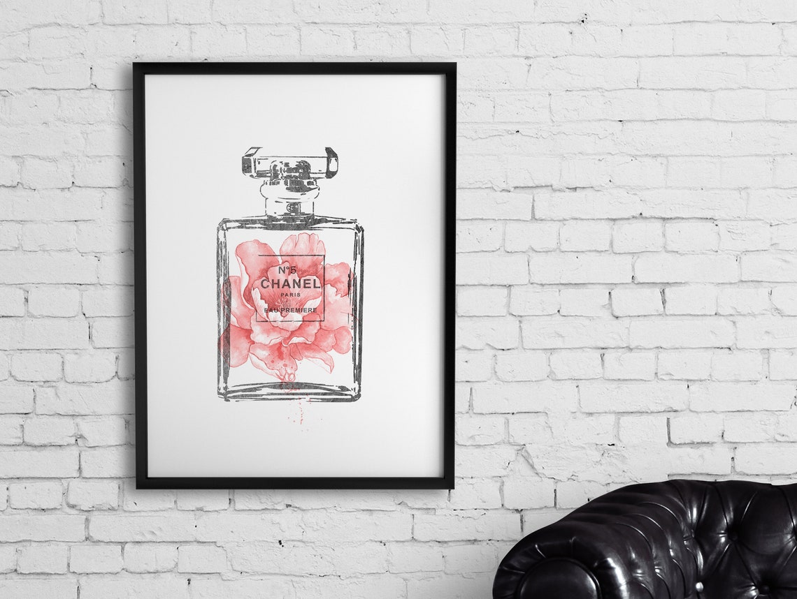 Perfume Bottle Wall Art Fashion Watercolor Illustration Etsy