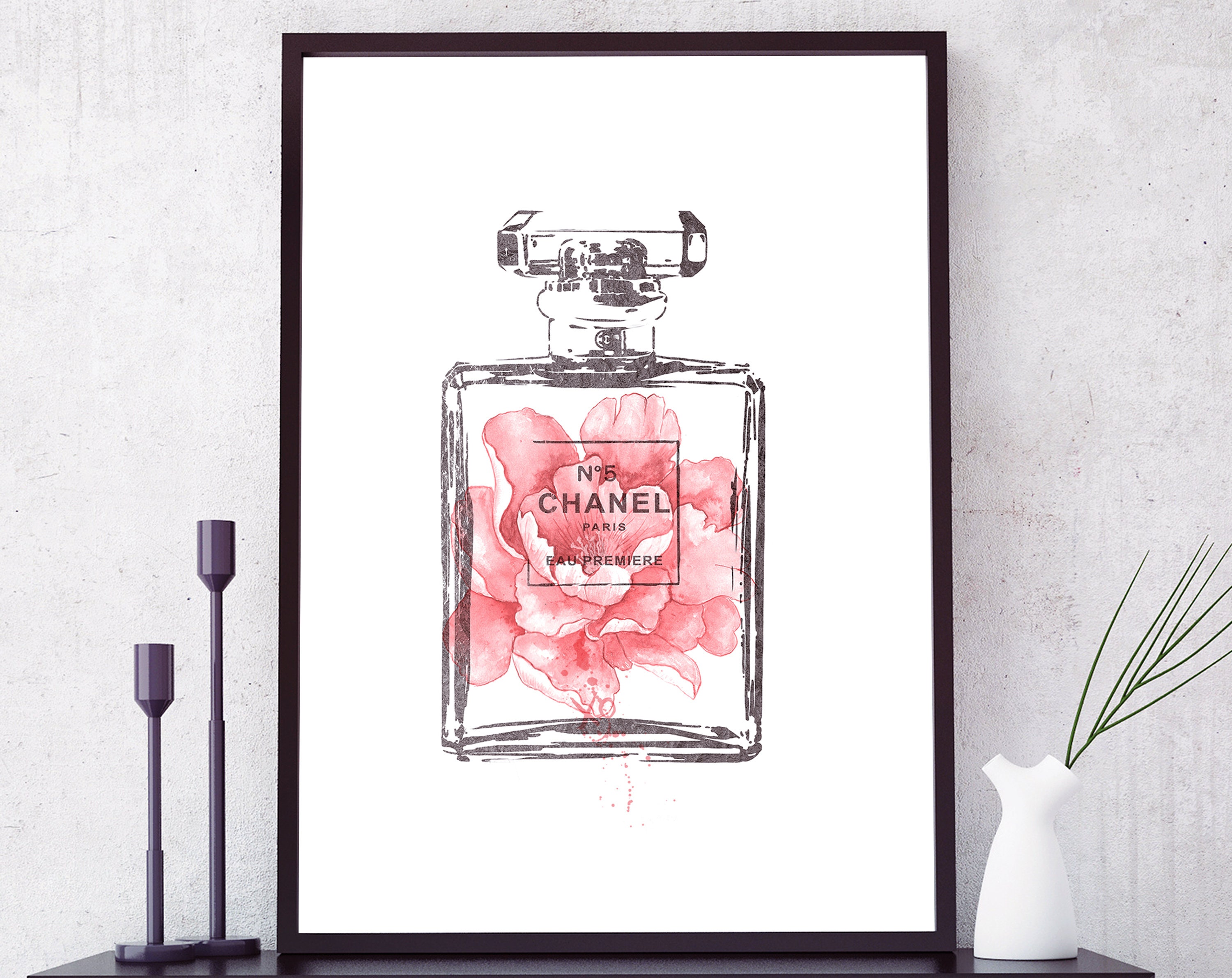 Perfume Bottle Wall Art Fashion Watercolor Illustration Etsy