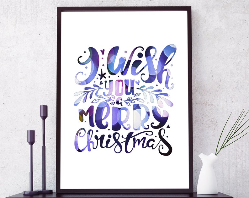 Holiday Decor Poster Christmas Wall Art I Wish You A Merry Christmas Print