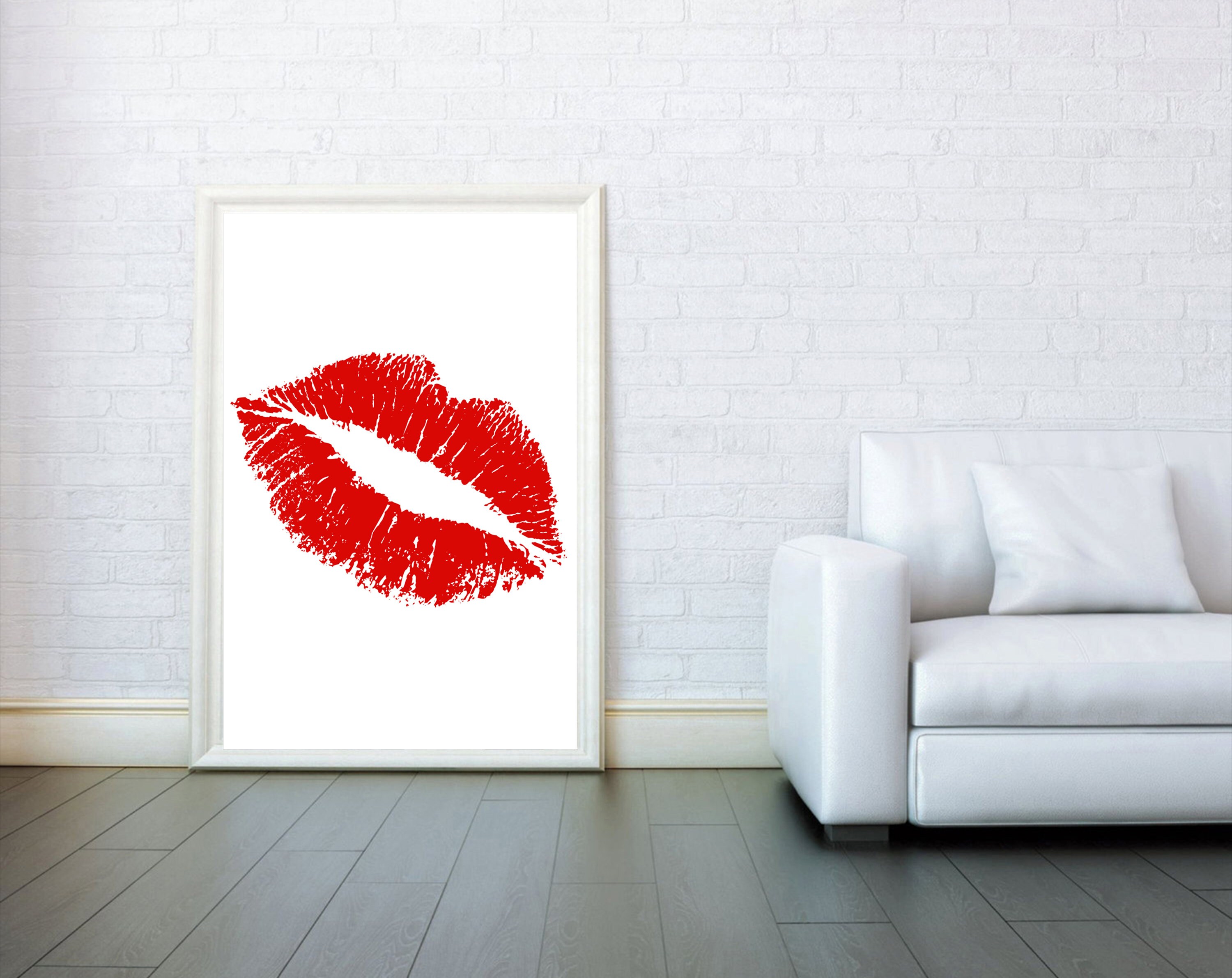 Kiss Wall Art Red Lips Wall Decor Love Poster Bedroom Etsy