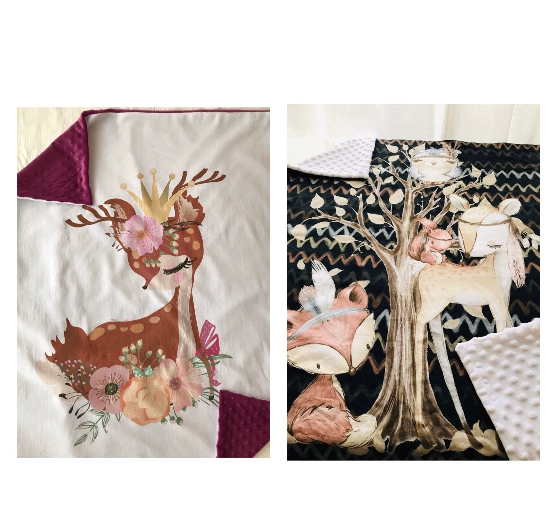 Couverture Bébé/Couverture Biche Animaux Renard Personnalisée/ Thème Nature