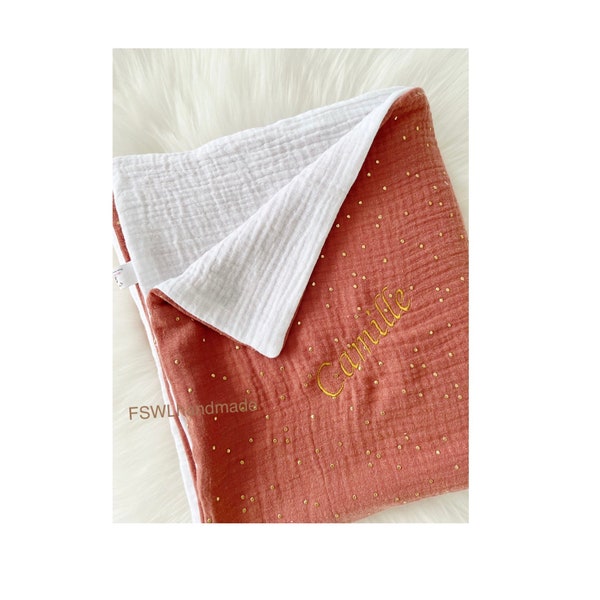 Couverture Bébé Personnalisée Avec Nom Brodé - Coton Tricoté Doux - Cadeau De Naissance - Plusieurs Couleurs