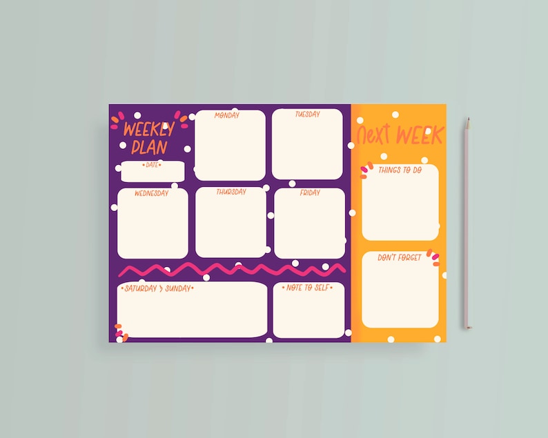 FUN WEEKLY PLANNER Printable Planner A4 Digital Download - Etsy