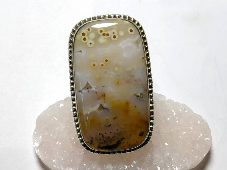 Ocean Jasper ring silver Ring natural stone 92.5 Sterling silver jewellery
