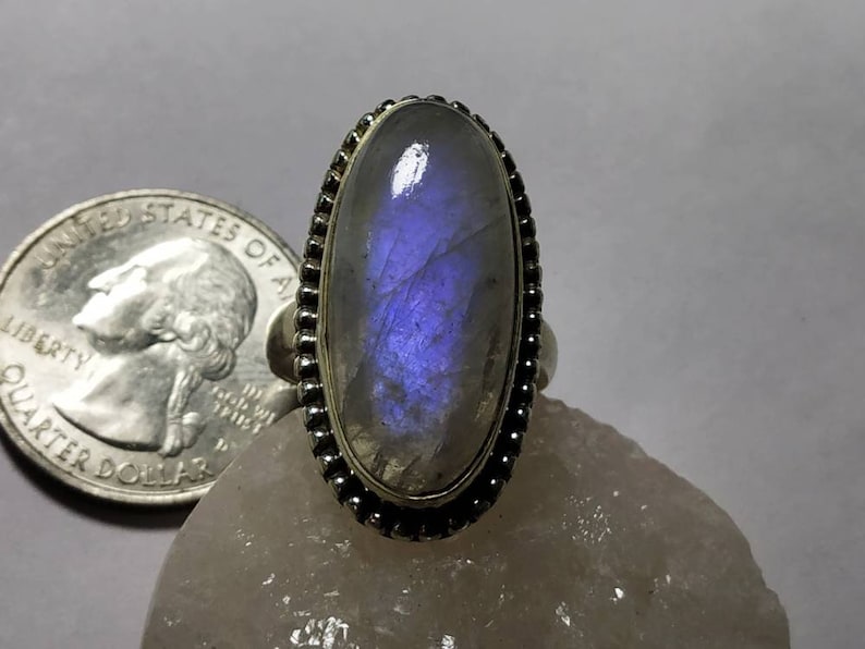 natural stone rainbow Moonstone ring silver ring Moonstone Ring 92.5 Sterling silver jewellery