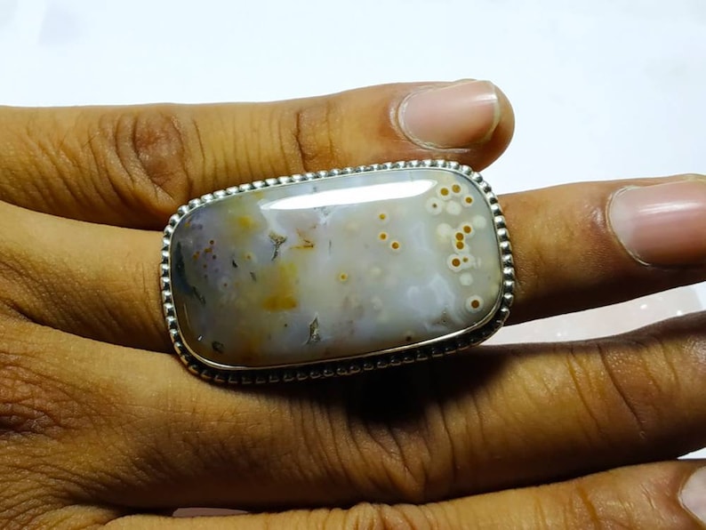 Ocean Jasper ring silver Ring natural stone 92.5 Sterling silver jewellery