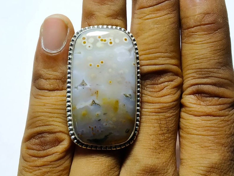 Ocean Jasper ring silver Ring natural stone 92.5 Sterling silver jewellery