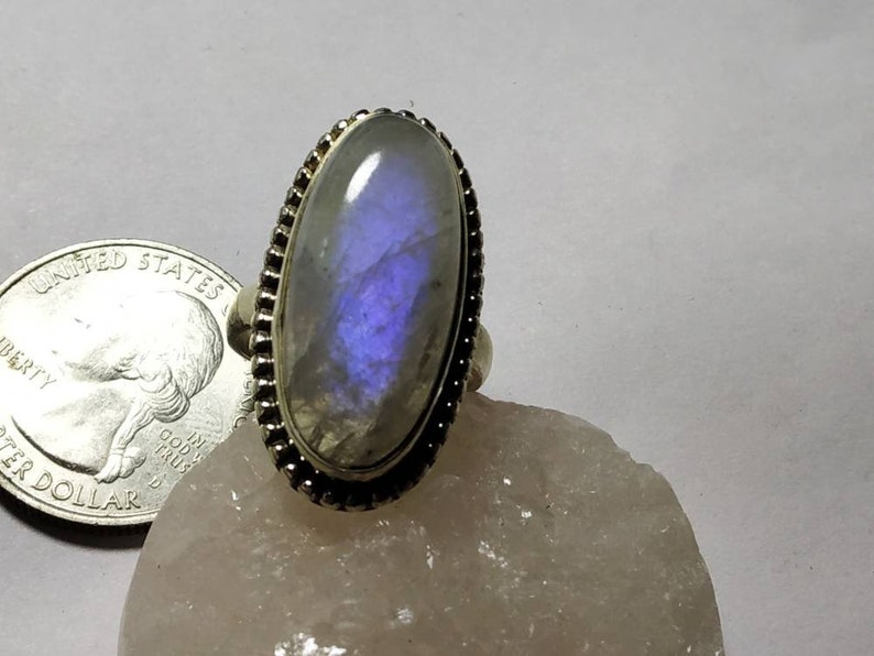 natural stone rainbow Moonstone ring silver ring Moonstone Ring 92.5 Sterling silver jewellery