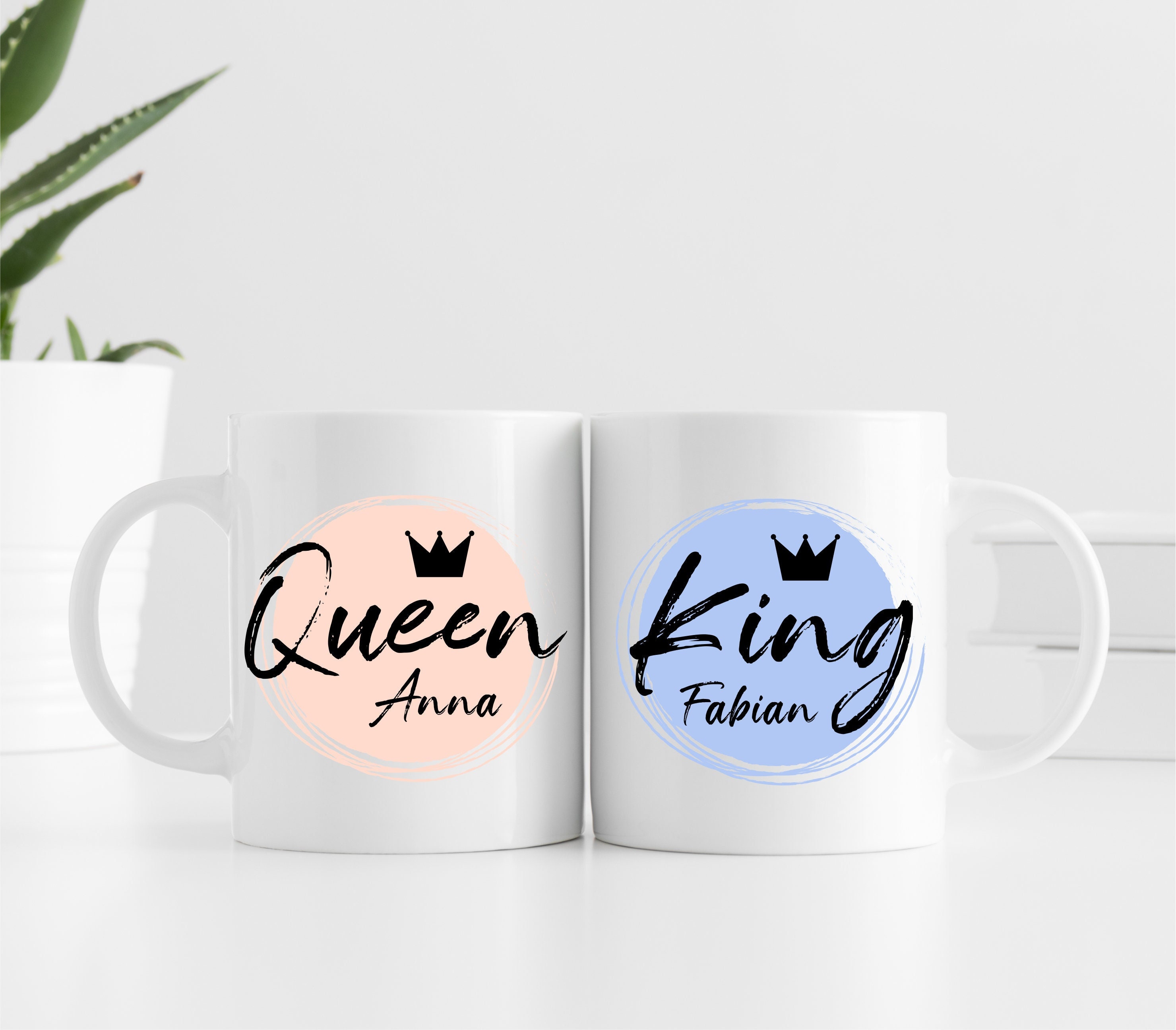 Personalized Mug / Set / King & Queen / Name Mug / Gift Partner / Wedding  Mugs / Coffee Mug / Anniversary / Wedding 
