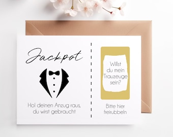 Rubbellos Trauzeuge | Heiratsantrag | willst du mein Trauzeuge swin | DIN A6, ohne Umschlag | zum freirubbeln | Frage Trauzeuge