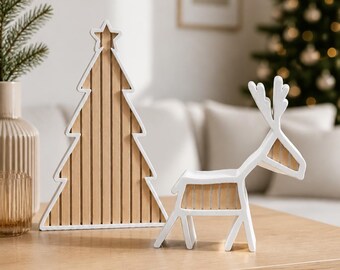 Arquivo STL 3MF para painel de árvore de Natal com aparência de veado, decoração natalina, arquivo para impressão 3D.