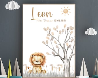 Personalisiertes Wandbild / Fingerprint tree / Fingerabdruck Taufe  / Fingerabdruck Baum / Geschenk Taufe / DIN A4 oder A3 ohne Bilderrahmen